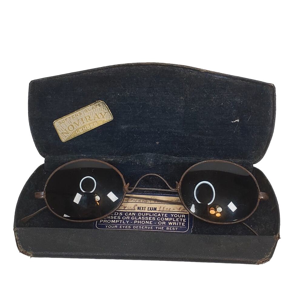 Antique Wire Framed Sunglasses Tinted Noviray Lenses Victorian Deco Lennon